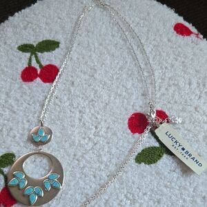 Lucky Brand Silver Necklace with Dyed Howlite "Turquoise" Accents NWT 💫